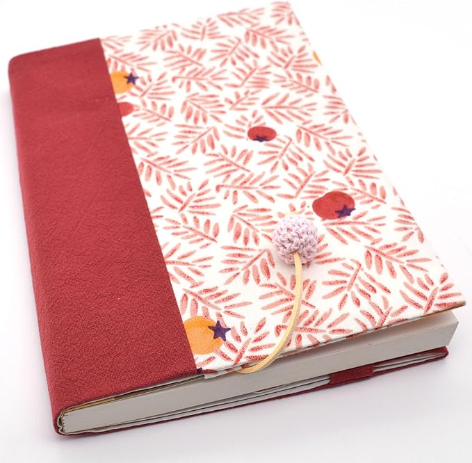 BLBMH A5 Book Covers for Paperbacks Persimmon Adjustable Fabric Book Sleeve Cover Protector Fit for 5.5x8.2 inch Hardcover Softcover Book Novels Notebook - BC55 Red