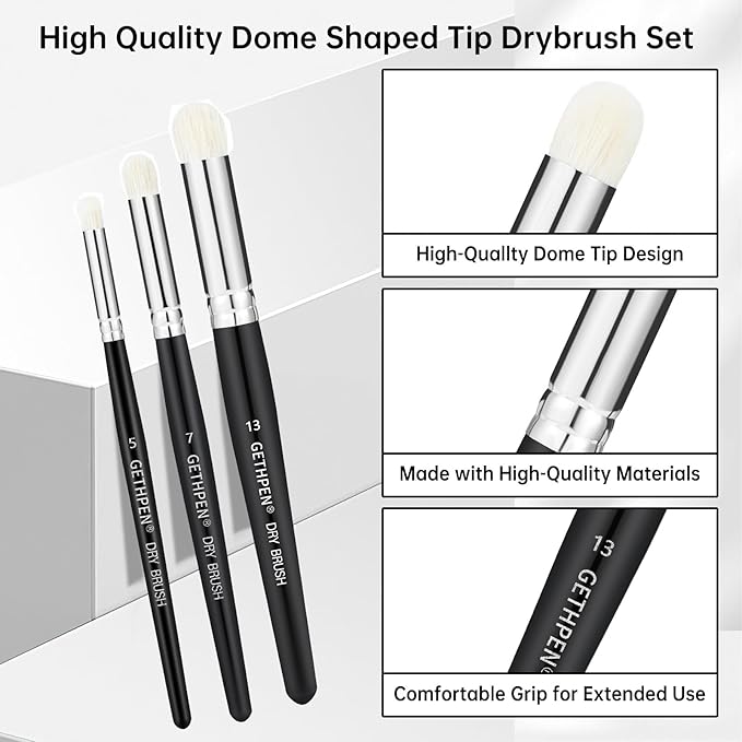 Dry Brush Miniature Painting,Dry Brush Set,5 Sizes Hobby Detail Paint Brush Set,Acrylic Paint Brushes for Tabletop & Wargames,40k,Citadel,Scale Model,DND Miniatures,Watercolor Oil Painting