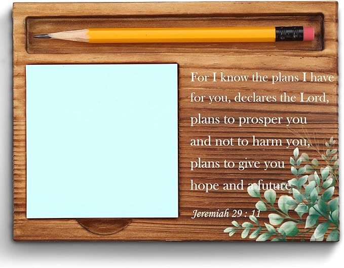 vizuzi Bible Verse Jeremiah 29 11 Christian Decor Sticky Note Holder Gifts for Women Men Prayer Coworkers Employees Friends Inspirational Positive Scripture Desk Self-Stick Note Pad Holders ZSS50