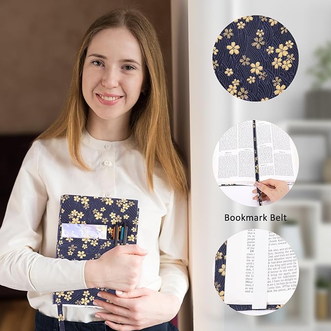 Book Covers - Fabric Dust Jackets for Books - Book Protector for Book Lovers - Book Covers for for Paperbacks,Hardcover,Bibles - Soft Cover Book Sleeve for AA Books