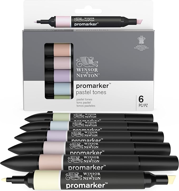 Winsor & Newton ProMarker Set, 6 Count, Pastel Tones