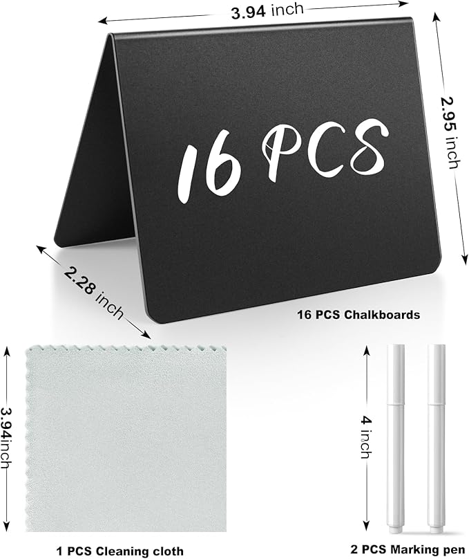 16 Pcs Mini Chalkboard Signs, Food Labels for Party Buffet, Premium Small Chalkboard Sign, Reusable and Easily Cleanable Small Chalkboard Signs with Stand, Food Signs for Buffet, Catering Supplies