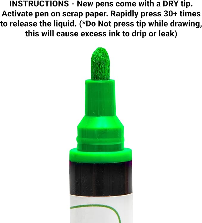 Glass Pen Window Marker: Liquid Chalk Markers for Glass, Car Marker or Mirror Pen with Washable Paint - Graduation Car Windows, Storefront Window, Wedding, Parade, Party & Holiday (Green, Fine Tip)