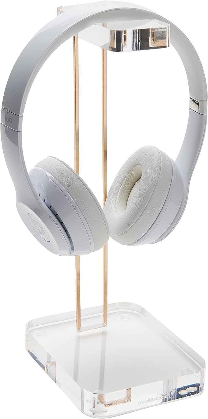 russell+hazel Acrylic Headphones Stand, Office Accessories, Clear, with Gold Hardware, 4” x 5” x 10.5” (93922)