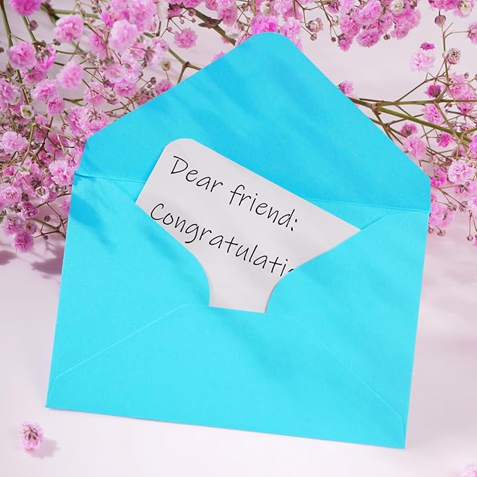 jiebor 100 Sets Small Envelopes with Small Blank Gift Business Card Wedding Invitation Pocket Envelopes for Graduations Wedding Shower Holiday 4.37 x 2.91 Inch Blue