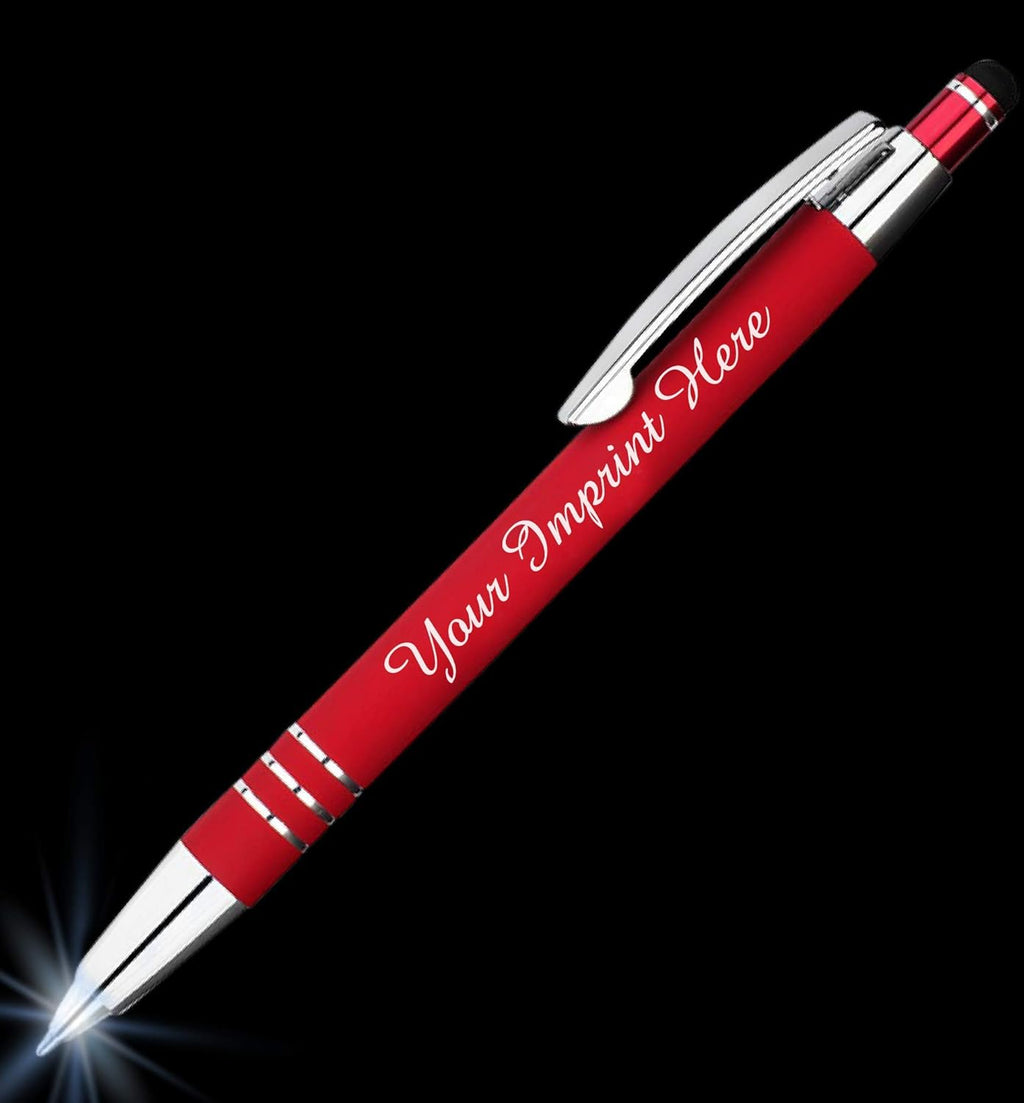 ExpressDesigns™ - Personalized Pens Gift Set - 2 Pack of | LED Flashlight Soft Touch Metal Pens w/gift box | Luxury Ballpoint Pen Custom Engraved with Name or Message | Light Up Pens (Black - Blue)