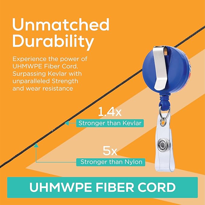 Will Well Badge Holders with Belt Clips for Securing onto Pockets and Purse Straps, with Retractable 27.5" UHMWPE Fiber Pull Cords, Strong Build with Fun Designs - 2-Pack, Floral Print