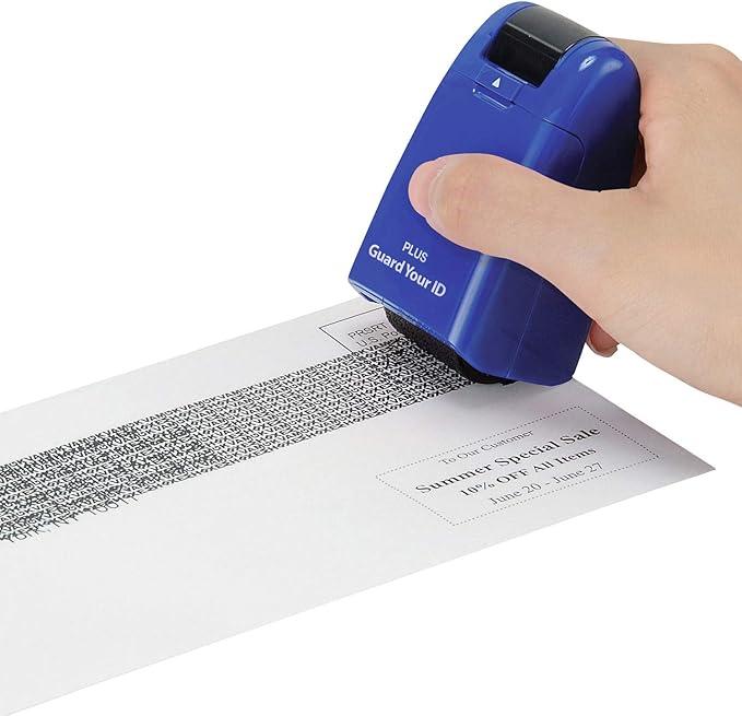 Guard Your ID Identity Protection Security Prevention Stamp Roller (Blue)