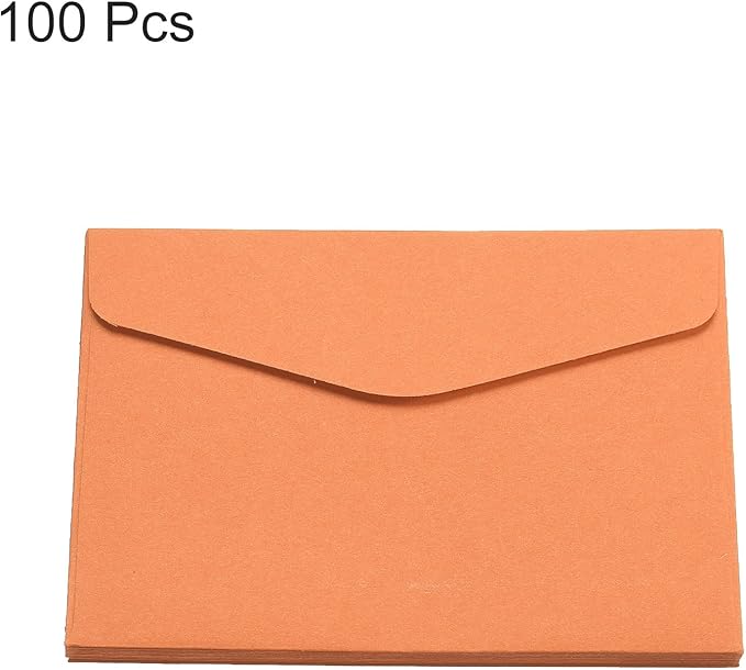 PATIKIL Mini Envelopes, 100 Pack Paper Blank Small Items Storage Business Card Holder for Greeting Note Party, Orange