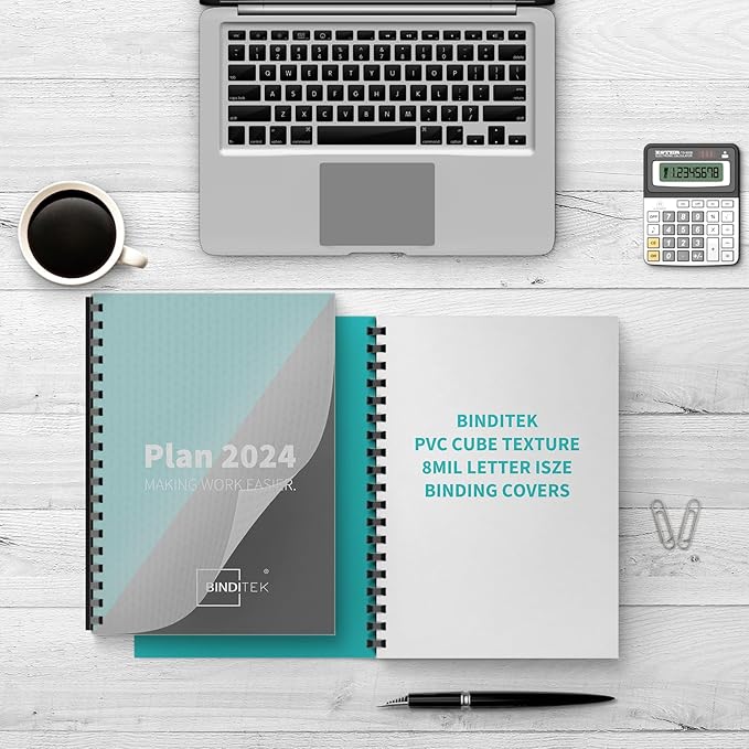 Binditek 15 Pack 8 Mil PVC Binding Presentation Covers, Semi-Transparent Binding Front Covers with Cube Pattern, 8-1/2 x 11 Inches Report Covers, Letter Size, Square Corners, Un-Punched