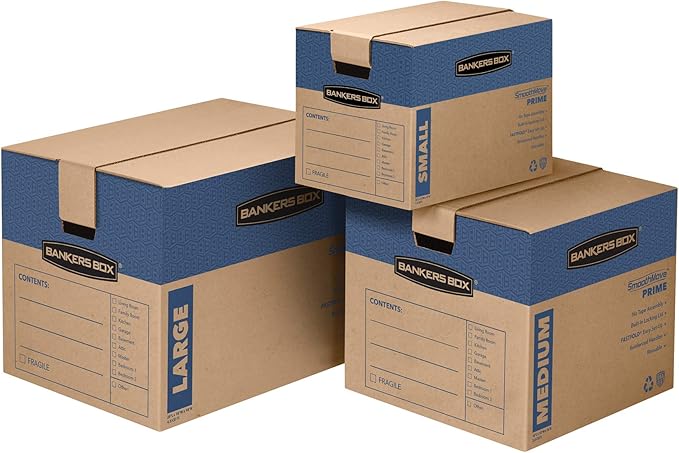 Bankers Box Small Prime Moving Box 15 Pack, Reinforced Handles, Tape-Free Assembly, Attached Lid, 16-in x 12-in x 12-in (0062711)