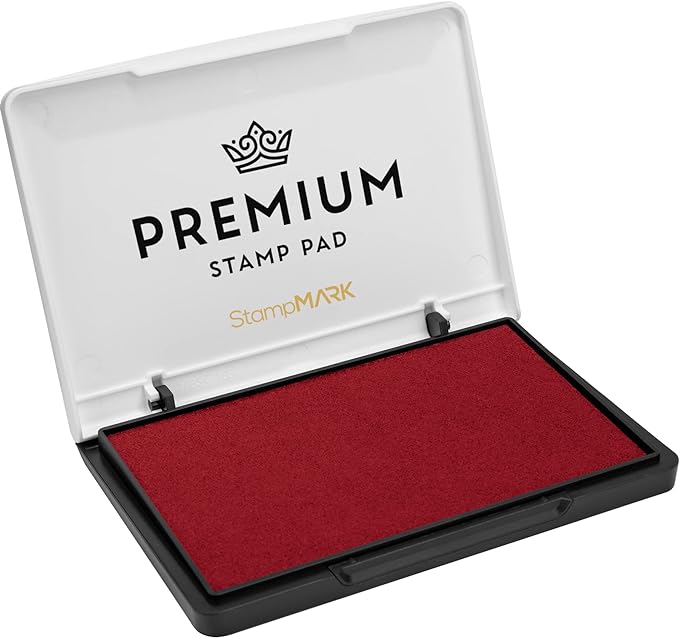 Premium Stamp Pad Medium Size 3" x 4" - for Traditional Rubber Stamps - Felt Pad Crimson Red Color