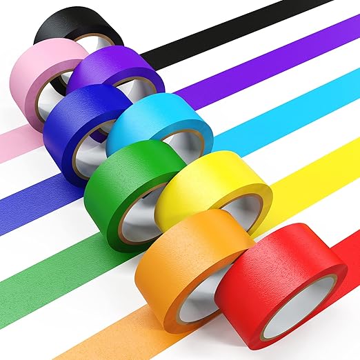 Colored Masking Tape Rolls, 1 inch Wide Total 540 ft Long, Craft Tape Color Painters Tape Colorful Art Tape Rainbow Labeling Tapes Marking Tape for Kids Crafts Moving Classroom, 9 Colors