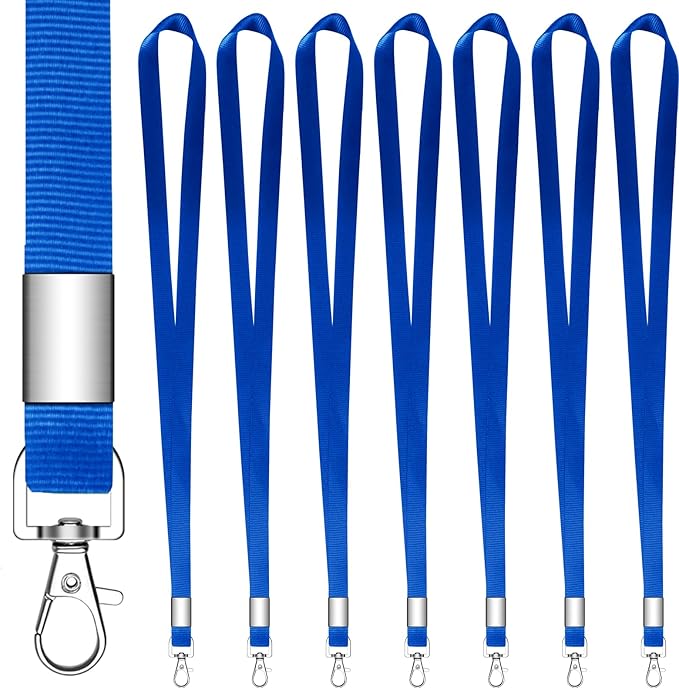 7 PCS Blue Lanyards for ID Badges, Keys, Cruise Ship Cards, Keychain, Soft Nylon Neck Lanyard with Clip, Badge Lanyard for Teacher, Kids, Men, Women