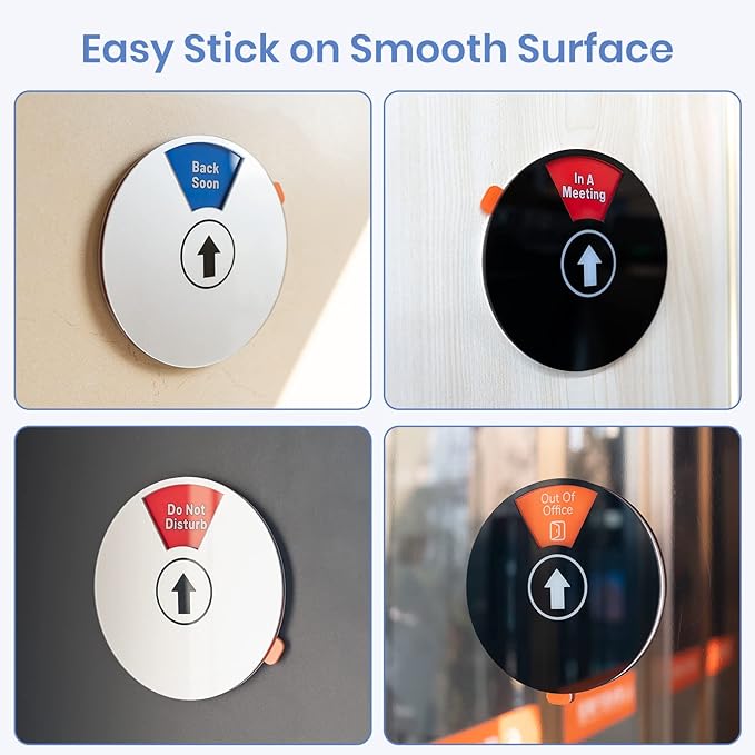 Out Of Office Sign for Door, 5 Options Status Private Sign, In a Meeting, Do Not Disturb, Working Remotely, In Out Sign Available and Away