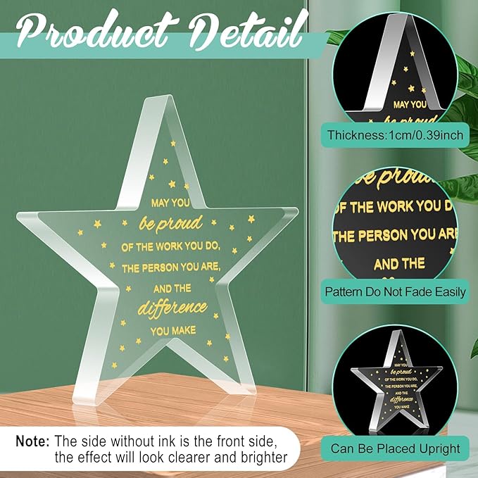 24 Pcs Employee Appreciation Awards for Coworker Acrylic Thank You Gifts Trophy Be Proud of The Work You Do Prizes for Colleague Retirement Farewell Motivational Gift (Pentagram)