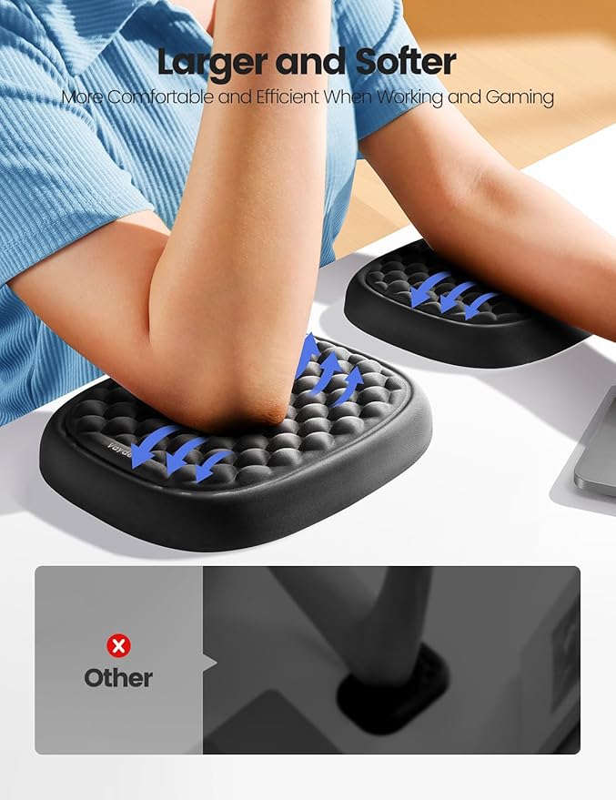 Vaydeer 1pc Elbow Rest Pad, Desk Wrist Rest Armrest, Soft Memory Foam Ergonomic Support, Mouse Cushion Pillow, Wrist Pain Relief for Computer Laptop Working Typing Gaming Travel Office Accessory-Large