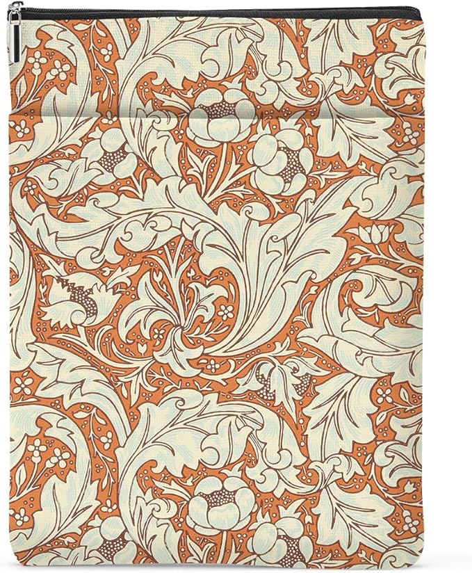 Retro Floral Book Sleeve Book Cover Classic Flower Book Protector with Zipper Christmas Birthday Book Club Gifts Book Accessories for Women Bestie Friends Librarian Girls Bookish Book Lovers Gifts