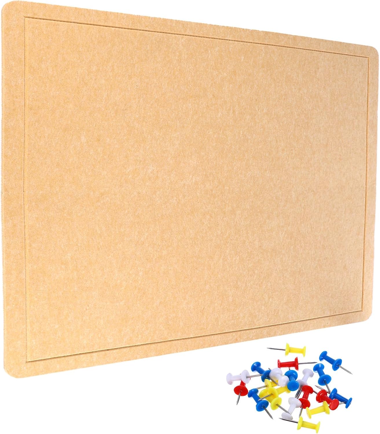 YOKIVE Felt Bulletin Board, 48 x 48 -Inch Foldable Decorative Pin Board Self Adhesive Felt Cork Board with 20 Pushpins, Great for Wall, Photo Display, Paste Note, Schedule(Beige Brown)