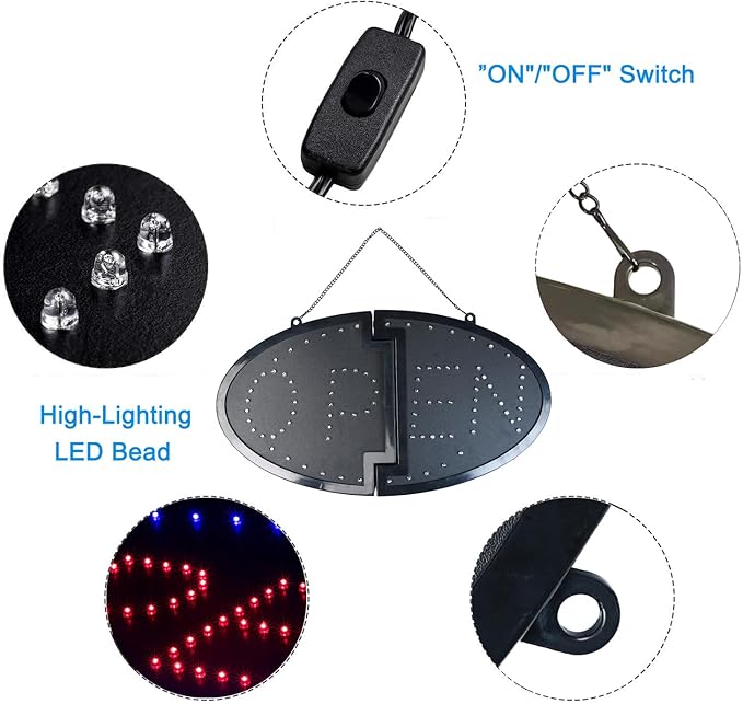 KEBE Open Signs for Business(19"x10"), Ultra Bright LED Open Sign High Visibility Advertisement Board Electric Display Sign for Bar Hotel Shop Window Glass Door