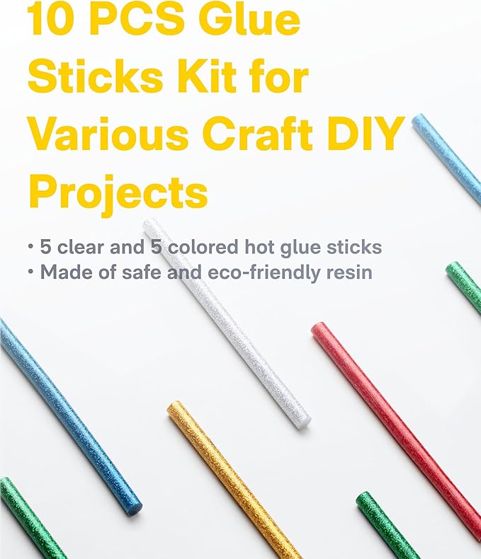 HOTO Cordless Hot Glue Gun, Minimalist Style, 30S Heating Fast, Smart-Power-off, Compact Size, USB-C Rechargeable, Intelligent Temperature Control, 10 Glue Sticks for Crafts, DIY Arts, Home Repairs