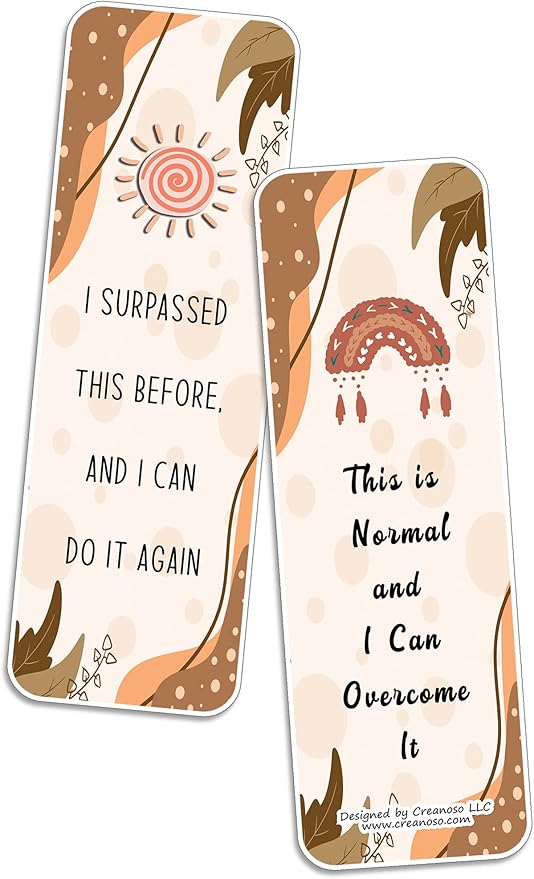 Creanoso Anxiety Statement Cards (10-Sets x 6 Cards) – Daily Inspirational Card Set – Interesting Book Page Clippers – Great Rewards for Adults and Professionals