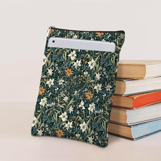 Botanical Book Sleeve, Classic Flower Book Covers for Paperbacks, Floral Book Pouch Book Protector, Book Lovers Gifts for Women Girls Sisters, Book Accessories Book Club Gifts Christmas Birthday Gifts