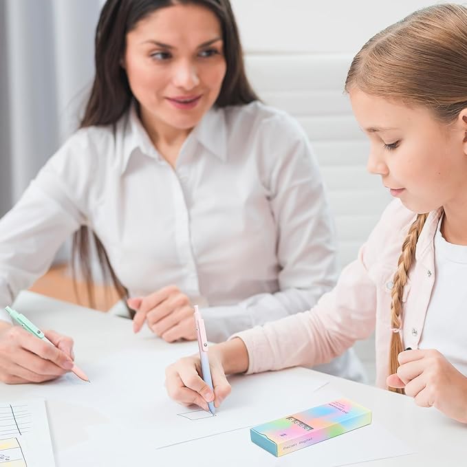 5PCS Retractable Gel Pens Set, Quick Dry Black Ink Fine Point Soft Touch Roller Ball Gel Ink Pen for Smooth Writing (Aurora Color)