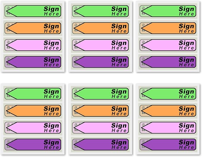 600pcs Stickers(6 Pack) Sign Here Labels, Sign Here Flags Sticky Notes Initial Tabs with Dispenser Arrow Labels Easy to Post for Office School Notary Books(Light green 1)