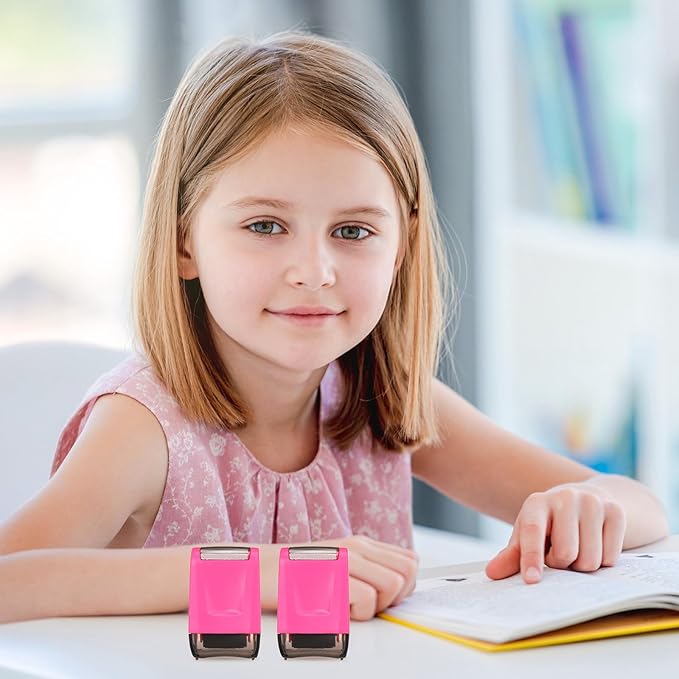 Sherr 2 Handwriting Line Stamp Roller Dashed Handwriting Lines Practice Roller Stamp for Kids, Teachers Kindergarten Education Classroom Back to School Need(2.72 x 2.44 x 1.54 Inch,Pink)