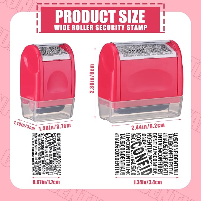 Nezyo 2 Pack Identity Protection Roller Stamp Identity Theft Stamp Confidential Roller Stamp Privacy Stamp Information Blocker Stamp and 4 Pack Refill Ink for ID Account Data Address Security(Peach)