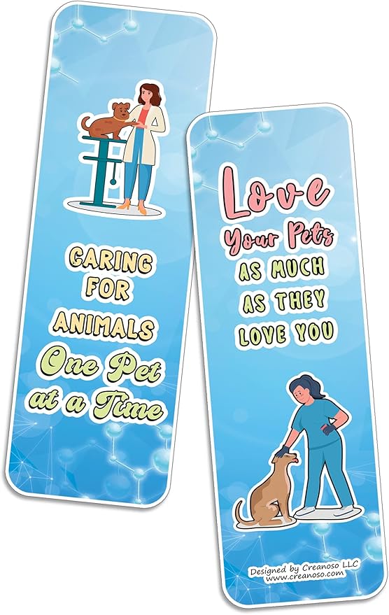Creanoso Inspiring Vet Bookmarks (10-Sets x 6 Cards) – Daily Inspirational Card Set – Interesting Book Page Clippers – Great Rewards for Adults and Professionals