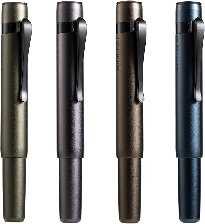 Hongdian M2 Black Forest Mini Fountain Pen, Medium Soft Nib & Sleek Shape Aluminium Short Pocket Travel Pen (Midnight Blue)