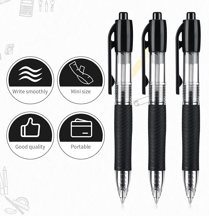 24 Pack Mini Ballpoint Pens Small Pocket 1.0mm Black Ink Pens Short Pen for Badge Office School Teacher Classroom Student Gifts
