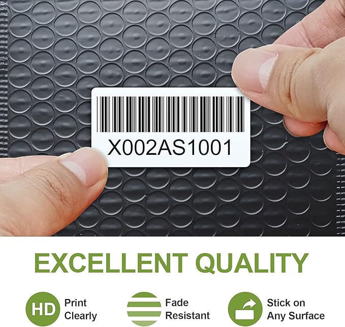 2.25" x 1.25" Direct Thermal Labels, White Thermal Printer Labels for Barcode, Thermal Stickers Compatible with Zebra, Rollo, Munbyn Thermal Labels Printers (12 Rolls, 1000 Labels/Roll)