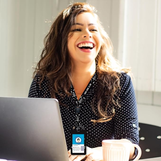 Giancomics Skeleton Skull Lanyards for Id Badges, Cute Funny ID Badge Holder with Lanyard Badge Reel Retractable, Teacher Lanyard with ID Holder Keychain Clip Name Tag ID Card Holder for Women Gift