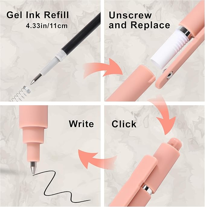 RIANCY Gel Pens, 5 Pcs 0.5mm Quick Dry Black Ink Pens Fine Point Smooth Writing Pen Cute Office School Supplies Gifts for Women Fine Point Smooth Writing Aesthetic Pen