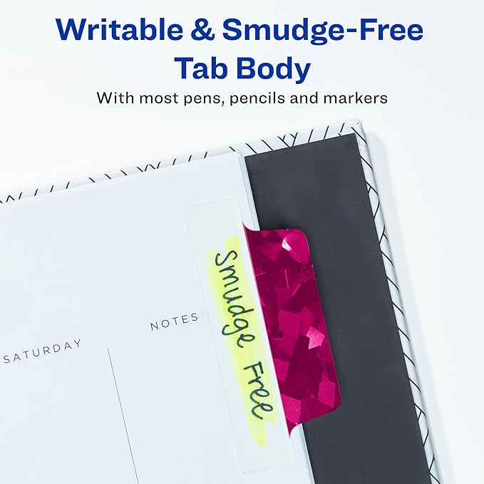 Avery Margin Ultra Tabs, 2.5" x 1", Holographic Jewel Tone Colors, 16 Repositionable Page Tabs (74147)