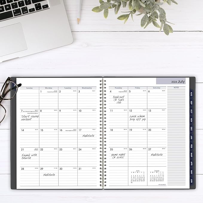 AT-A-GLANCE Planner 2024-2025 Academic, Monthly, 8-1/2" x 11", Large, Monthly Tabs, Flexible Cover, DayMinder, Charcoal (AYC47045)