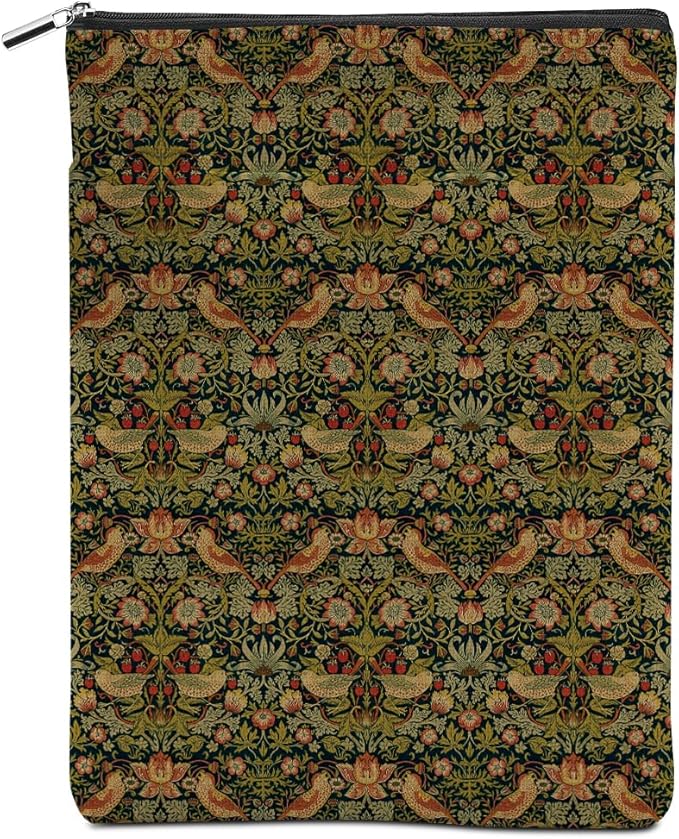 Vintage Flower Bird Book Sleeve Book Lovers Gifts Autumn Style Waterproof Book Cover Book Accessories Book Covers for Paperbacks Book Pouch Book Protector with Front Pocket for Women Girls Readers