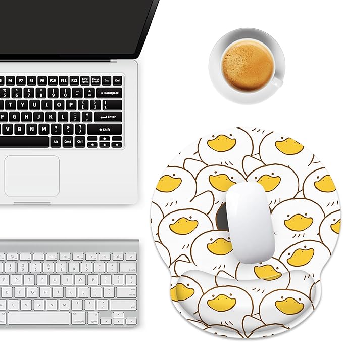 Ergonomic Mouse Pad with Wrist Support,Black and White Duck Mouse Pad with Wrist Rest,Relieve Wrist Pain Mousepad Non-Slip Rubber Base,Mouse Pads for Desk,Computers,Laptop,Office,Home,Accessories