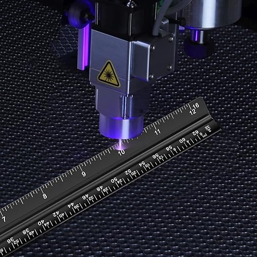 Architectural Scale Ruler, 12 Inch Aluminium Architect Scale Ruler, Imperial Metal Engineers Triangular Ruler for Architects, Students and Draftsmen, Laser Etched Markings