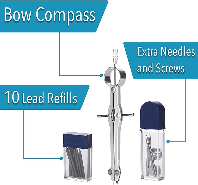 Mr. Pen- Professional Compass for Geometry, Extra Lead, Metal Compass, Compass, Compass Drawing Tool, Drawing Compass, Drafting Compass, Compass for Students, Compass for Woodworking, Compass Geometry