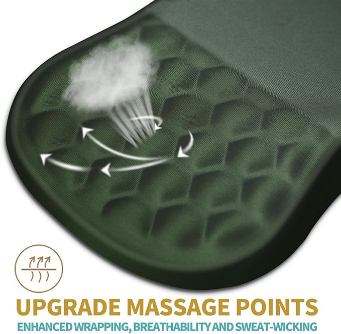 Hokafenle Ergonomic Mouse Pad Wrist Support with Massage Design, Wrist Rest Pain Relief Mousepad with Memory Foam&Non-Slip PU Base, Mouse Pads for Wireless Mouse & Desk (12x8 inch,Olive Green)