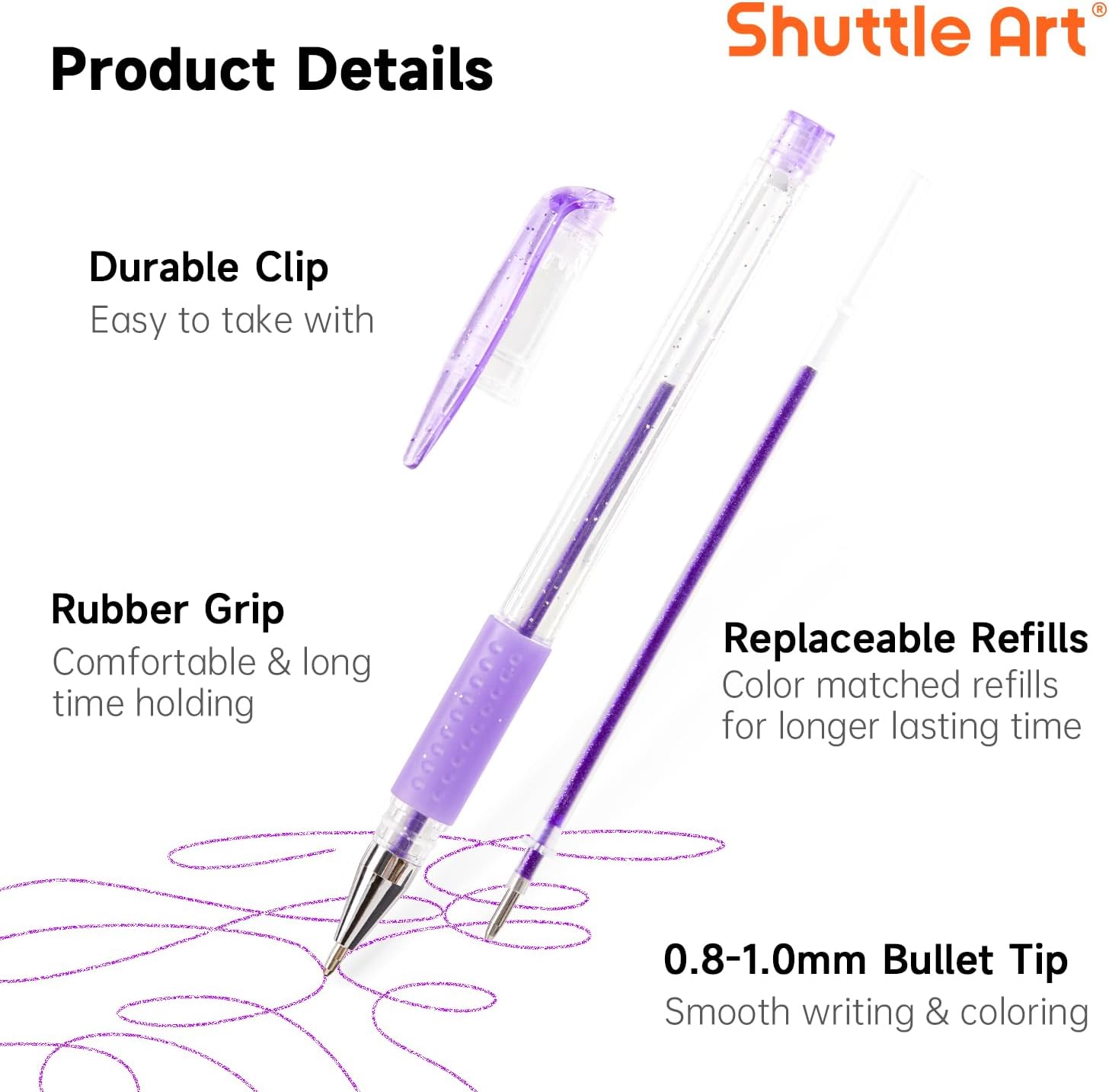Shuttle Art Gel Pens, 60 Pack Gel Pen Set 30 Colored Gel Pen with 30 Refills for Adults Coloring Books Drawing Doodling Crafts Scrapbooking Journaling