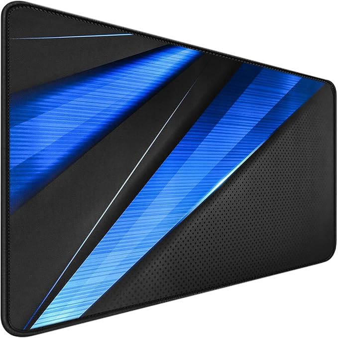 Desk Pad, Large Gaming Mouse Pad,Extended Keyboard Mouse Mat 35.4 X 15.7 Inch Desk Pad with Non-Slip Rubber Base & Stitched Edge for Computers Laptop Desk Home Office Accessories,Black Blue