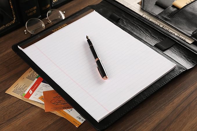 Personalized Leather Portfolio for Lefty, Engraved Leather Notepad Portfolio Binder, Custom Leather Legal Pad Padfolio, Christmas Gift for His/Her (Notepad, Black-Custom)