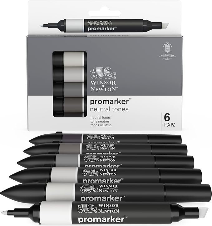 Winsor & Newton ProMarker Set, 6 Count, Neutral Tones
