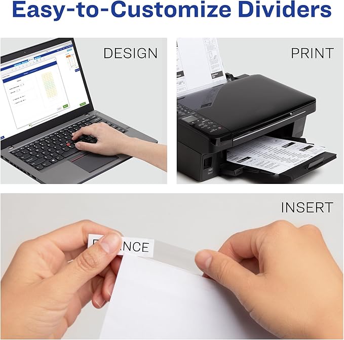 Avery Extra-Wide Big Tab Insertable Dividers for 3 Ring Binders, 5 Tab Set, White Paper, Clear Tabs, Works with Sheet Protectors, 1 Set (11221)