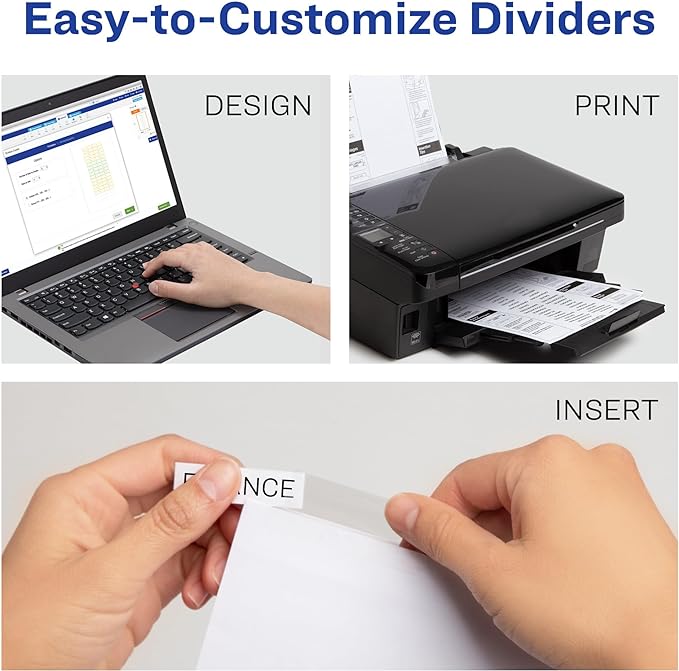Avery Extra-Wide Big Tab Insertable Dividers for 3 Ring Binders, 5 Tab Sets, White Paper, Clear Tabs, Works with Sheet Protectors, 6 Sets (41121)